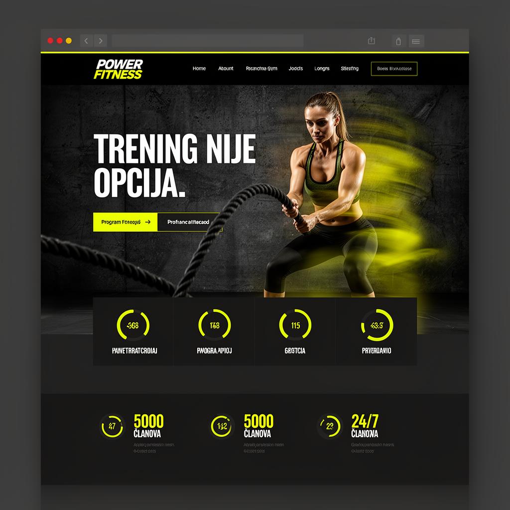 Power Fitness — koncept web stranice